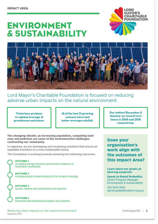 Lord Mayor's Charitable Foundation - Environment & Sustainability